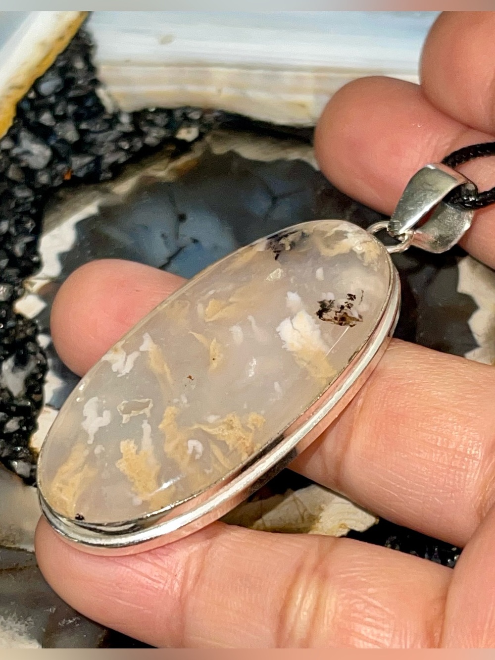 Smooth Tiger Dendritic Agate Pendant 2 1/2”